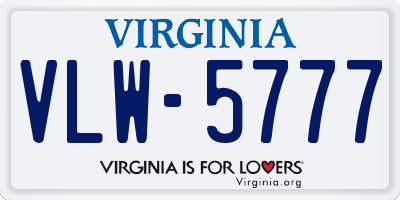 VA license plate VLW5777