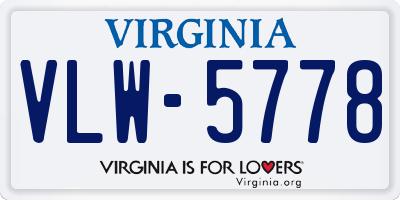 VA license plate VLW5778