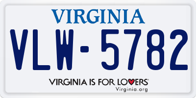 VA license plate VLW5782