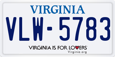 VA license plate VLW5783