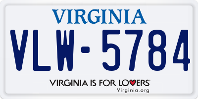 VA license plate VLW5784