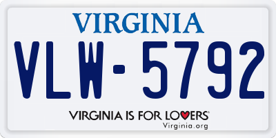 VA license plate VLW5792