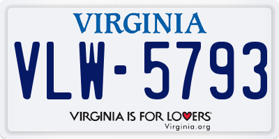 VA license plate VLW5793