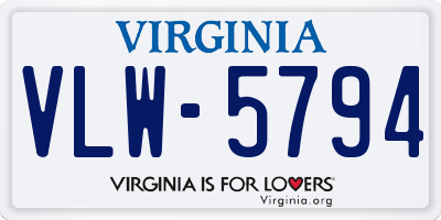 VA license plate VLW5794