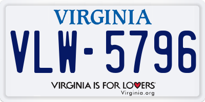 VA license plate VLW5796