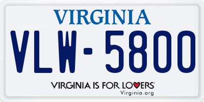 VA license plate VLW5800