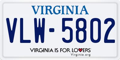 VA license plate VLW5802