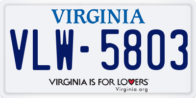 VA license plate VLW5803