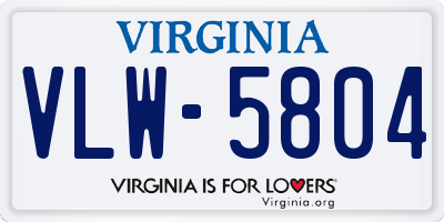 VA license plate VLW5804