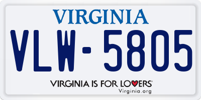 VA license plate VLW5805