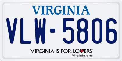 VA license plate VLW5806