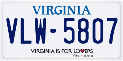 VA license plate VLW5807