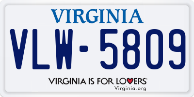 VA license plate VLW5809