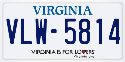 VA license plate VLW5814