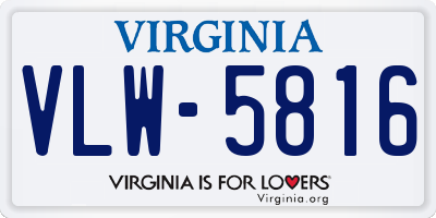 VA license plate VLW5816