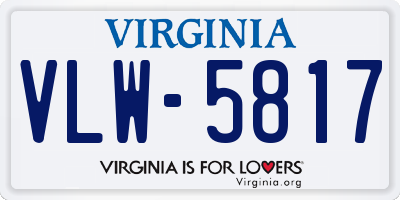 VA license plate VLW5817