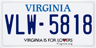 VA license plate VLW5818