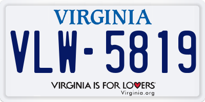 VA license plate VLW5819