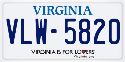 VA license plate VLW5820