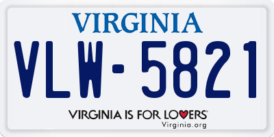 VA license plate VLW5821