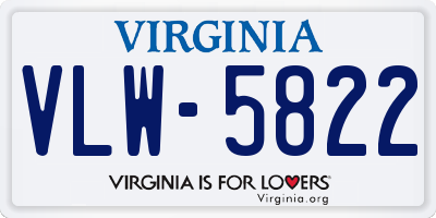 VA license plate VLW5822