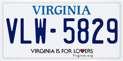 VA license plate VLW5829