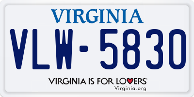 VA license plate VLW5830