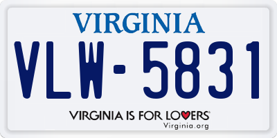 VA license plate VLW5831