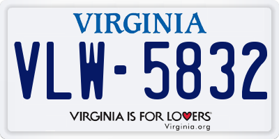 VA license plate VLW5832