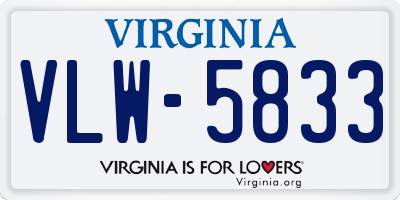 VA license plate VLW5833