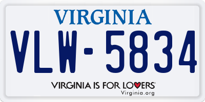 VA license plate VLW5834