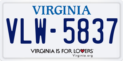 VA license plate VLW5837