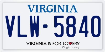 VA license plate VLW5840