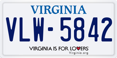 VA license plate VLW5842