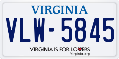 VA license plate VLW5845