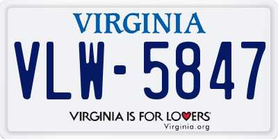 VA license plate VLW5847