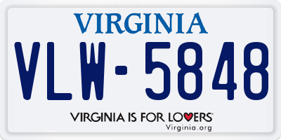 VA license plate VLW5848