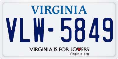 VA license plate VLW5849