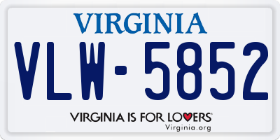 VA license plate VLW5852