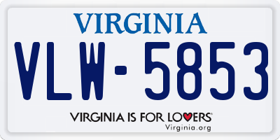 VA license plate VLW5853