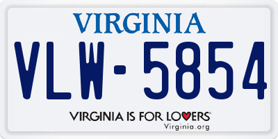 VA license plate VLW5854