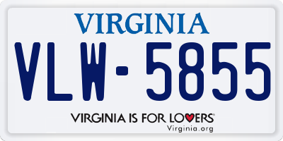 VA license plate VLW5855