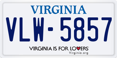 VA license plate VLW5857