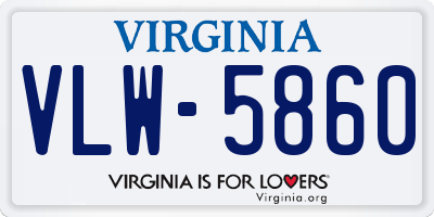 VA license plate VLW5860