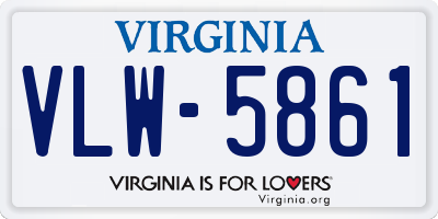 VA license plate VLW5861