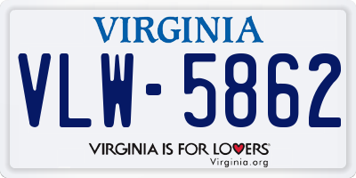 VA license plate VLW5862