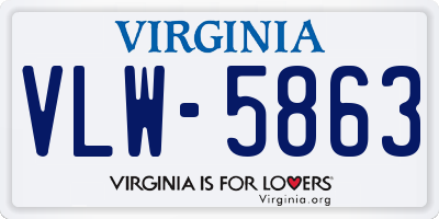 VA license plate VLW5863