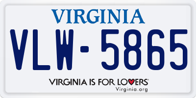 VA license plate VLW5865