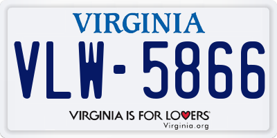 VA license plate VLW5866