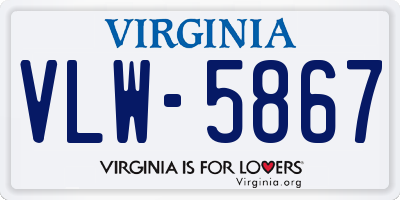 VA license plate VLW5867